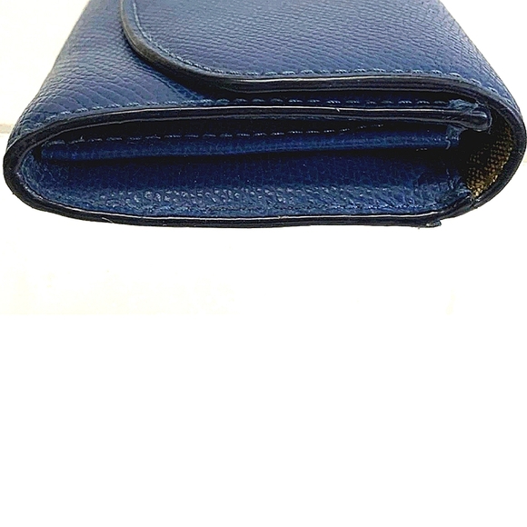 Coach Blue Leather Wallet with Gold-Tone Logo Newer Model - Picture 5 of 10